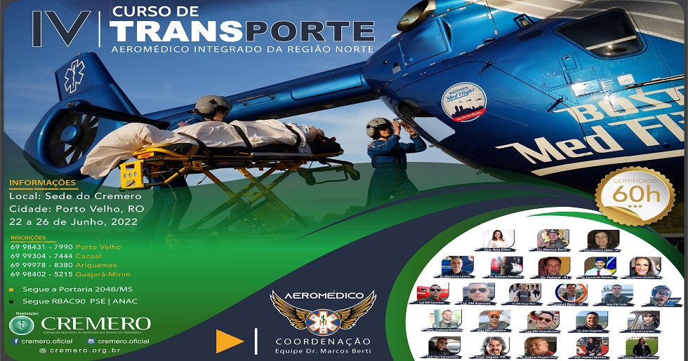 Cremero realiza nova edição de Curso de Transporte Aeromédico